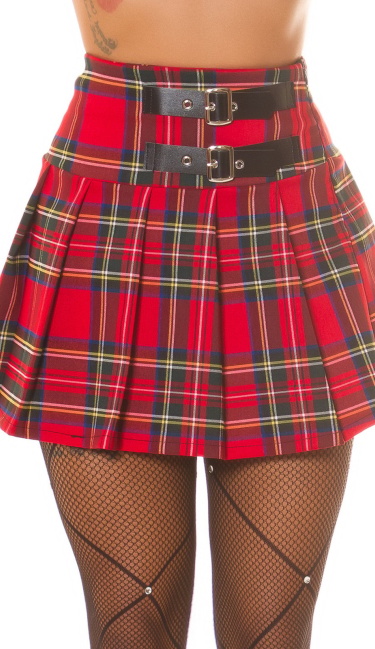 Highwaist Miniskirt with buckle detail Red